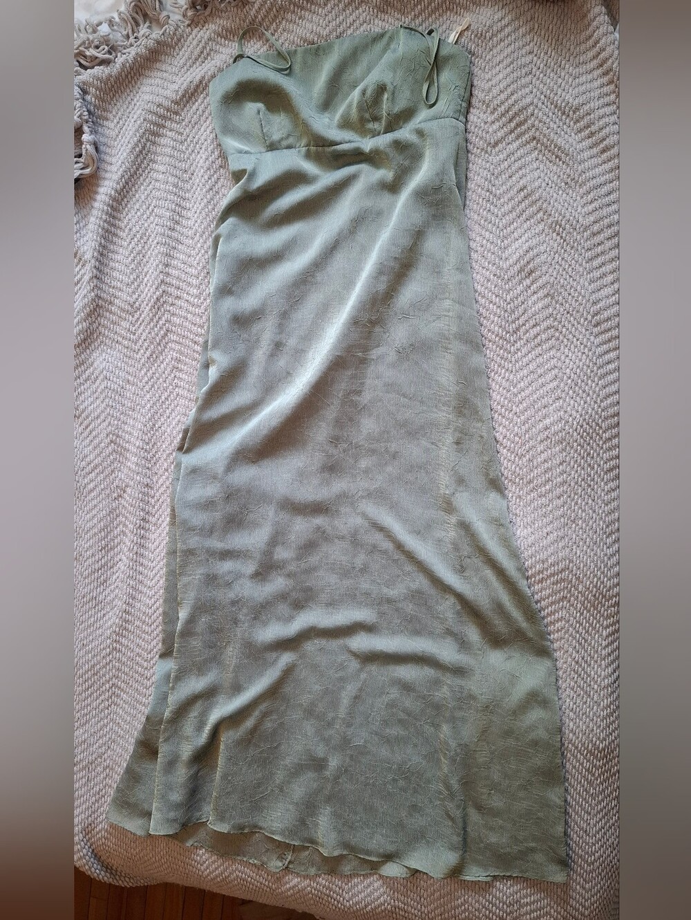 Nuit Satin Bias Slip Dress in Sage Green